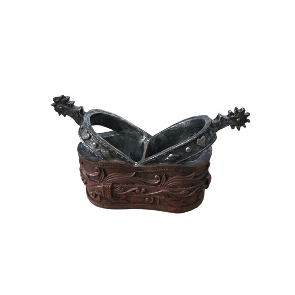 Salt and Pepper Shaker Holder Western Spurs Pewter Country Kitchen Dining - Picture 2 of 6